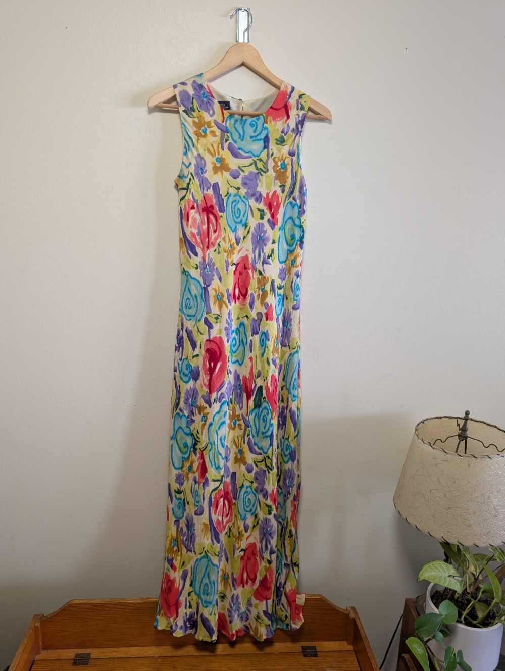 Andrea Viccaro Silk Floral Maxi Dress Size 8 Sleeveless